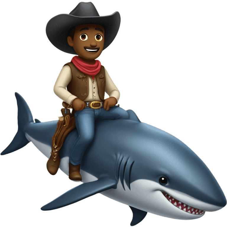 Cowboy riding a shark whale emoji