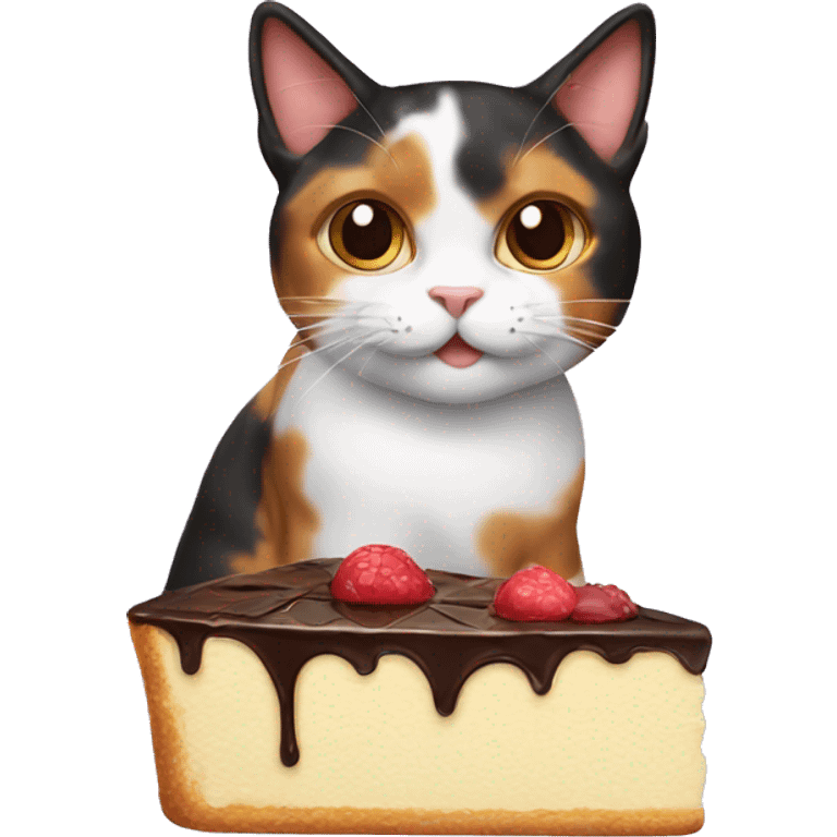 calico cat with dessert  emoji