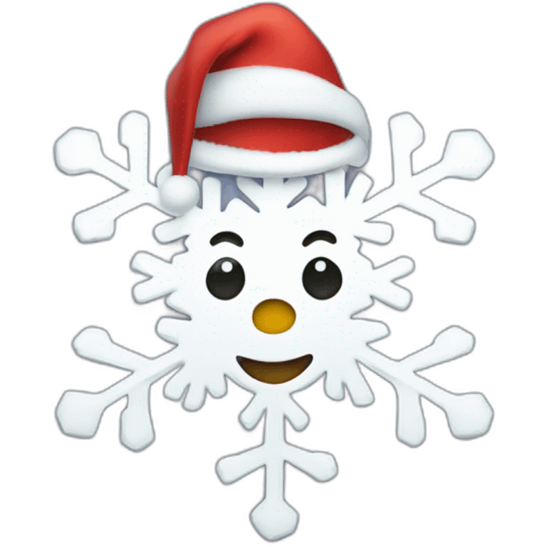 a smiling snowflake in a Christmas hat emoji