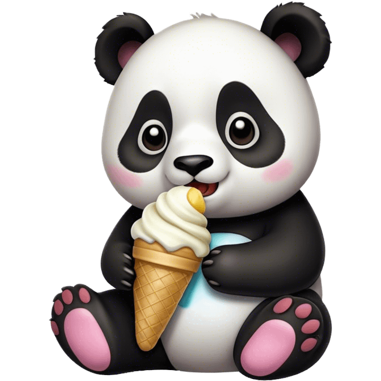 Panda eating ice cream emoji