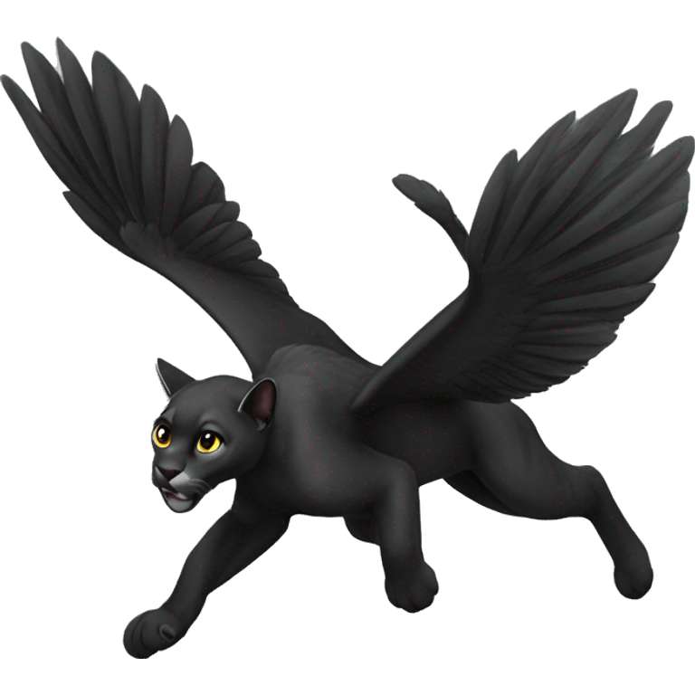 winged black puma flying emoji