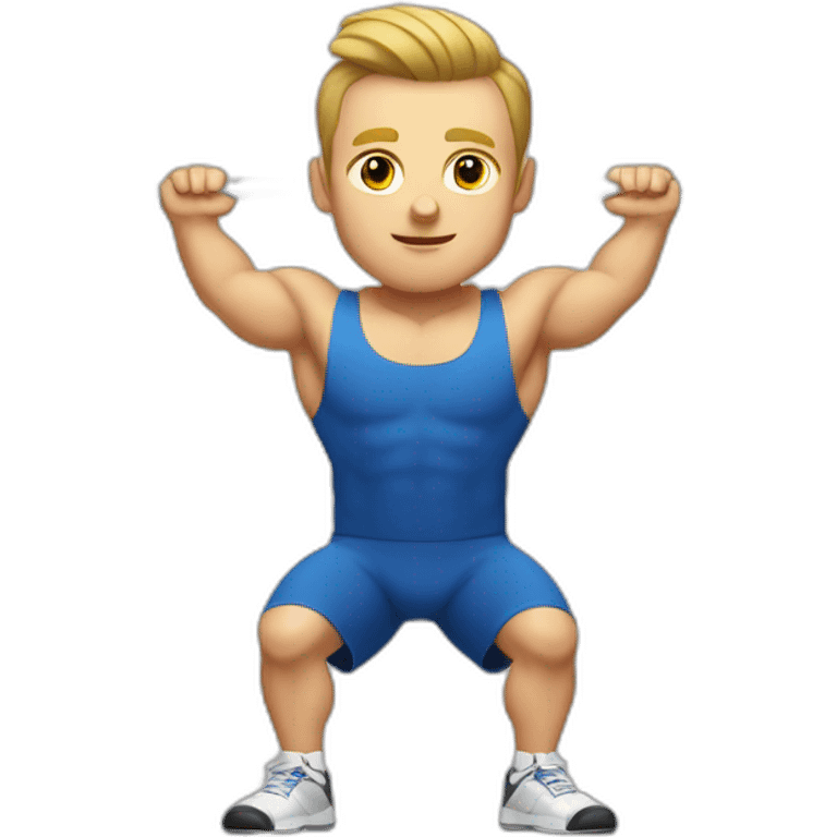 White Man with a bun hair doing Weightlifting snatch emoji