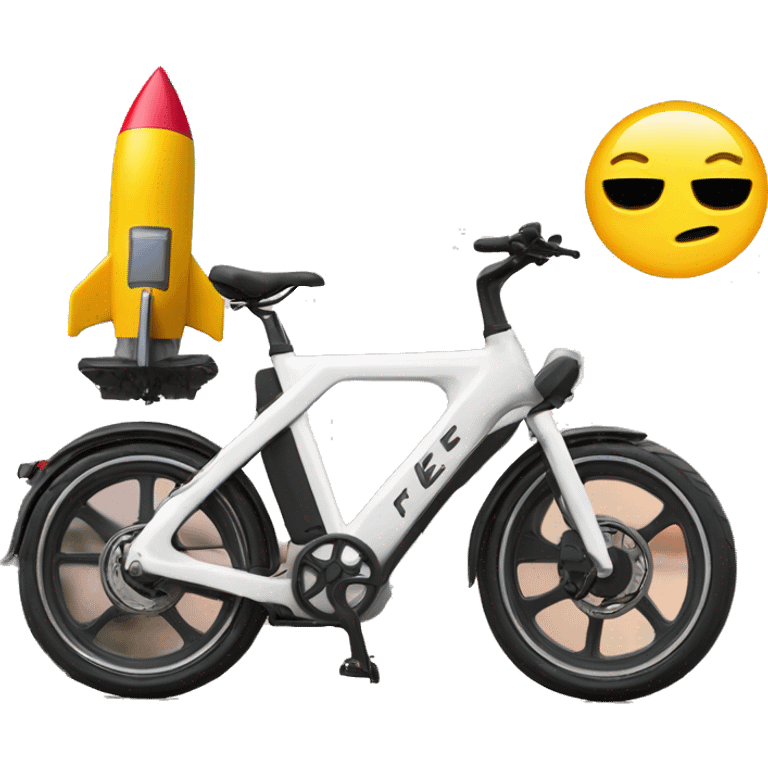 e-bike launching like a rocket with fie at the back with "cycle" writte on it emoji