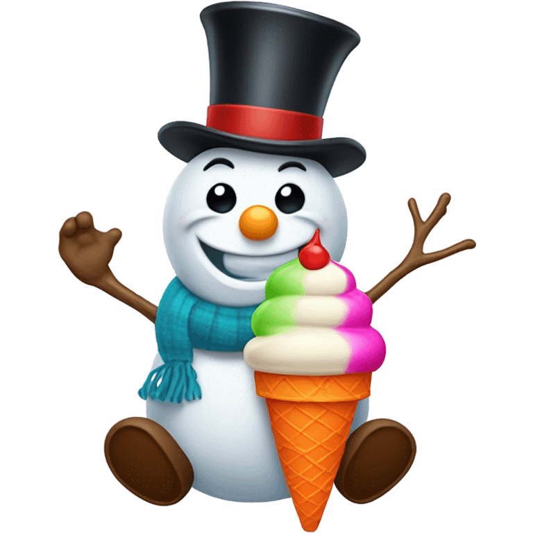 Snowman eating ice-cream  emoji