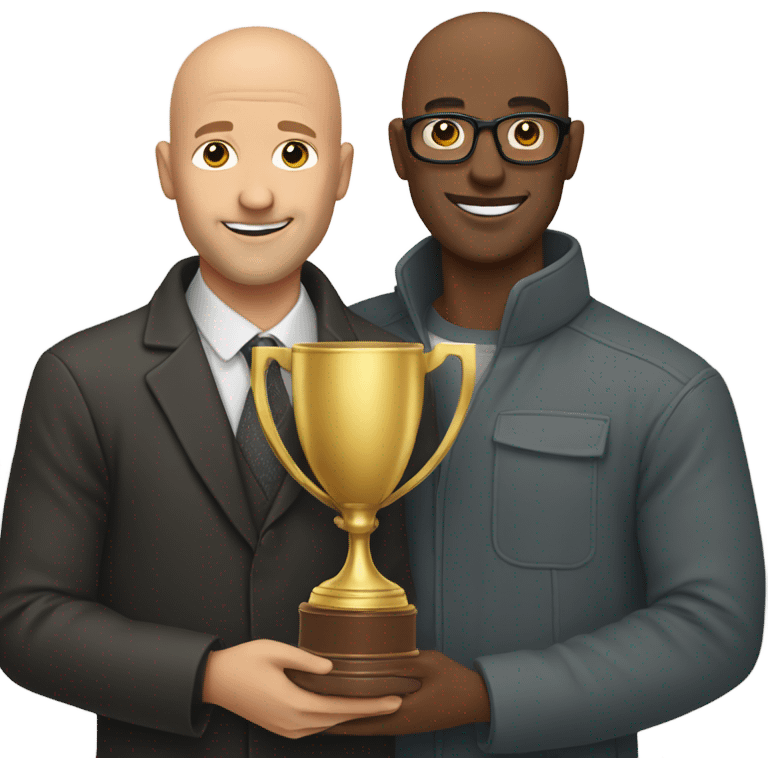 Trophy with bald brown man  emoji