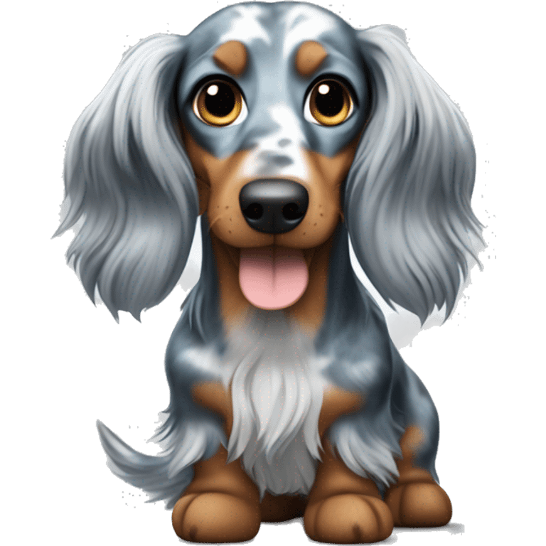 Long-haired blue merle dachshund emoji