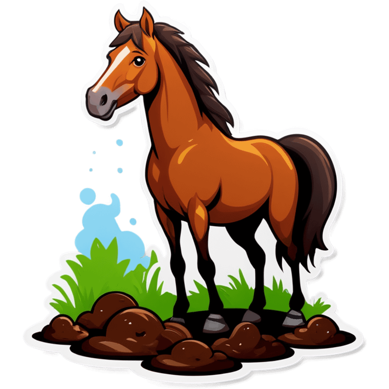 Horse standing by a pile of poo emoji