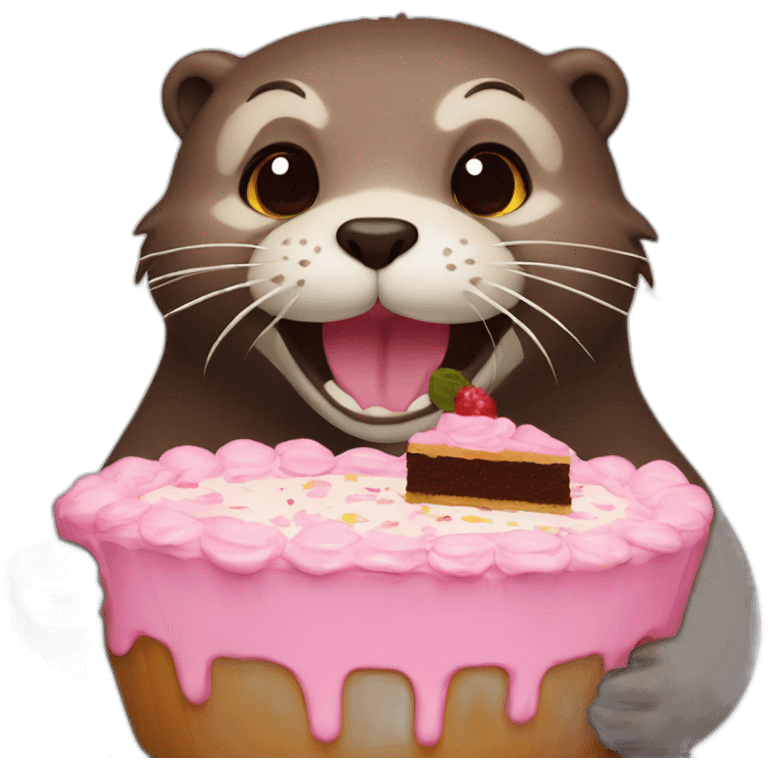 Otter eating cake emoji