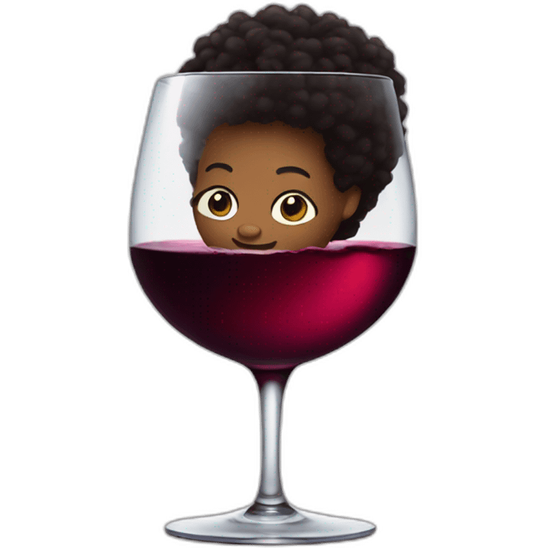 Afro inside a glass of wine emoji