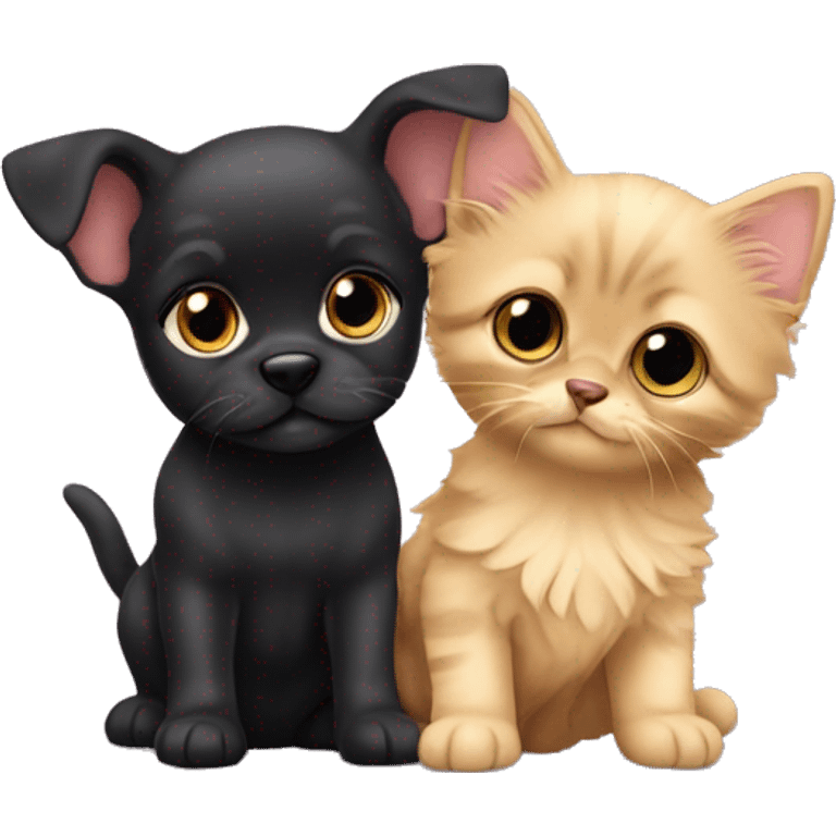 Yorkshire puppy with a Bombay kitten best friends  emoji