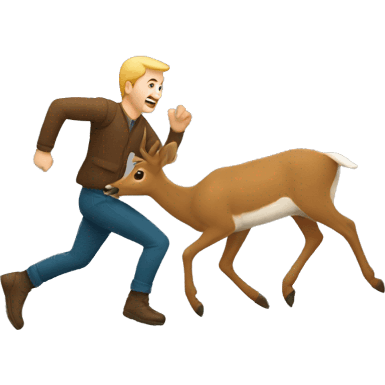 Guy chasing deer emoji