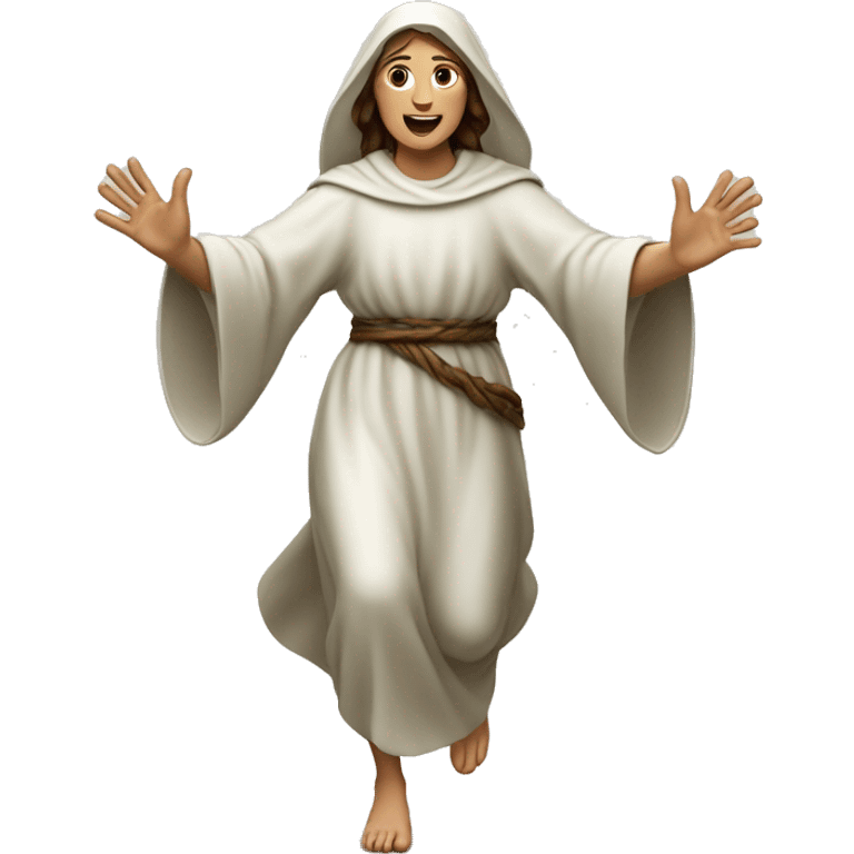 saint brigid running, with a large stride and arms outstretched emoji