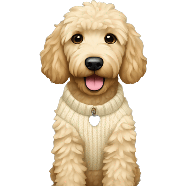 goldendoodle wearing a cream sweater emoji