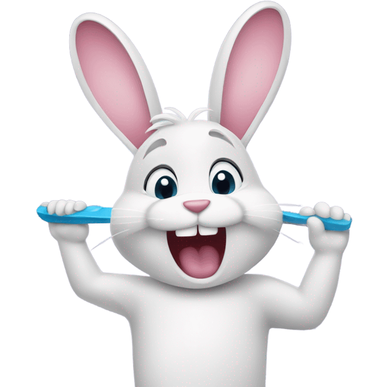 Bunny brushing teeth emoji