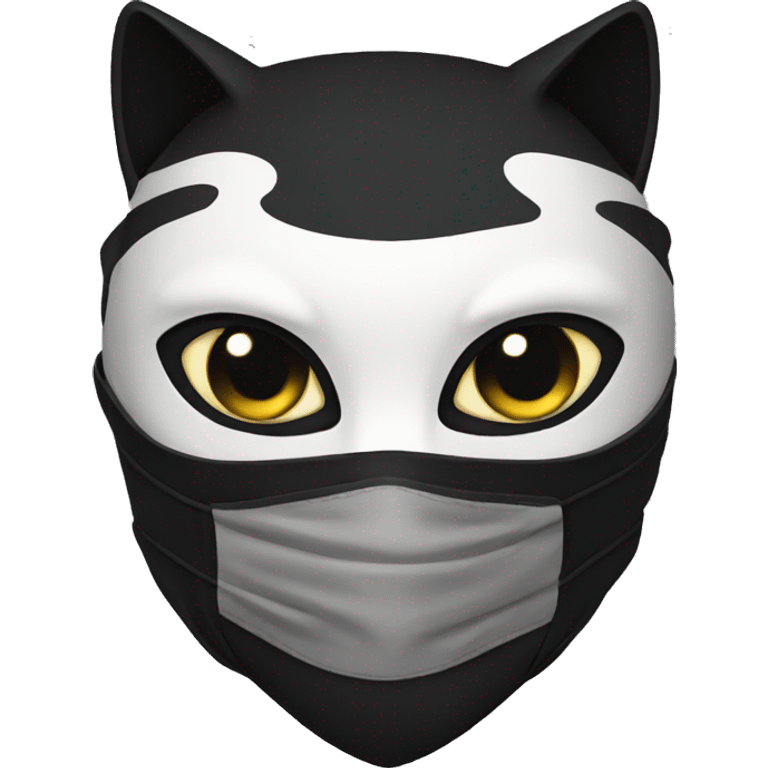 black ninja cat with mask emoji