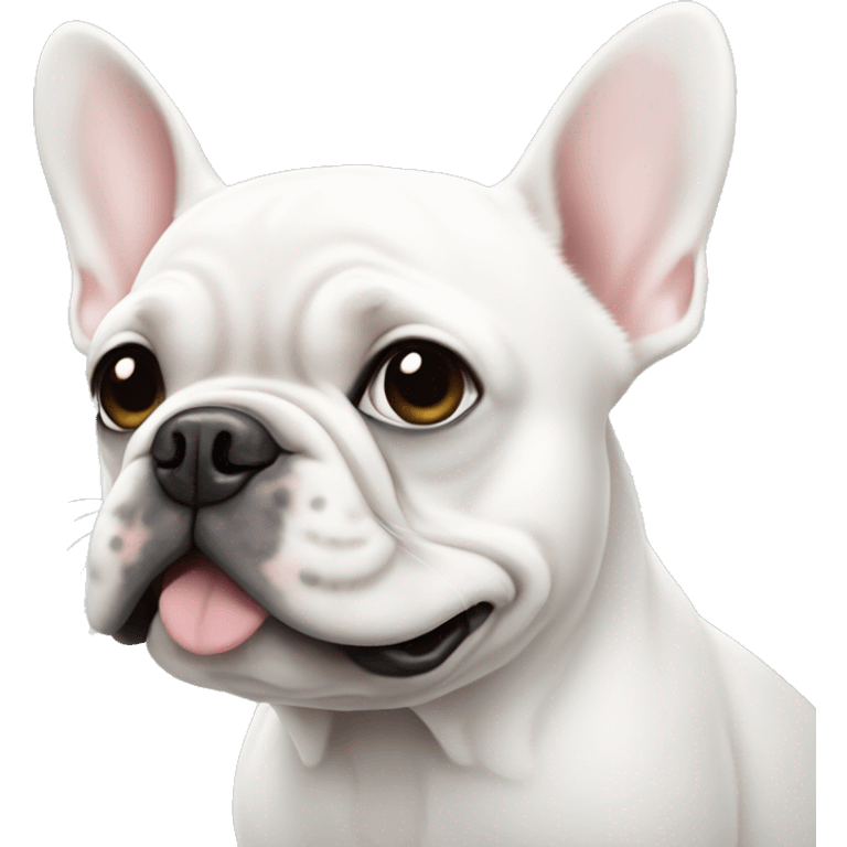 White French Bulldog with little dots emoji