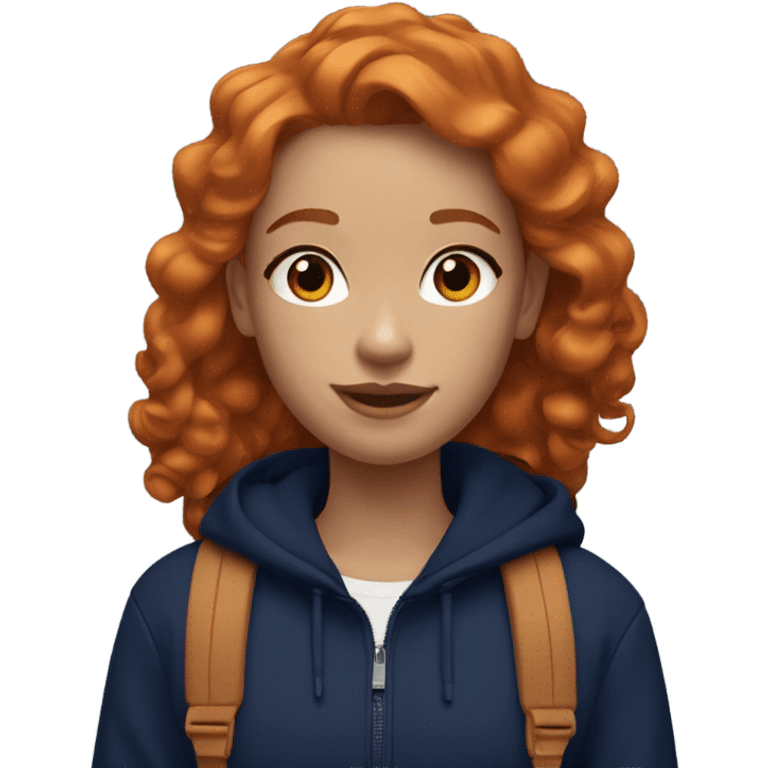 Ginger girl wearing navy blue AirPod max’s emoji