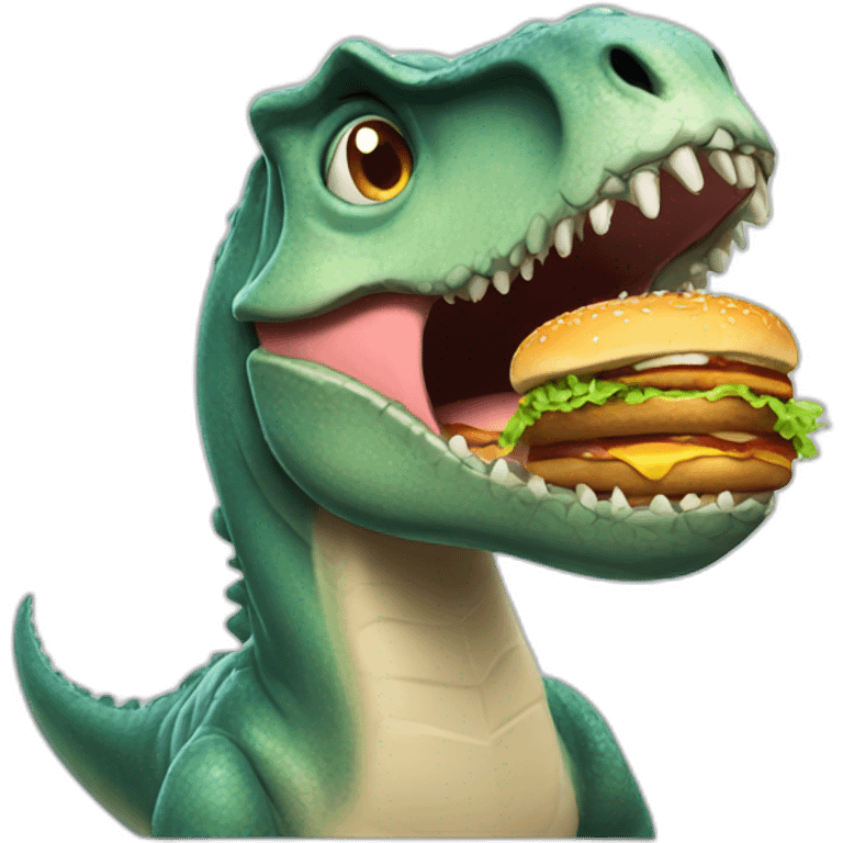 Dinosaure eat burger emoji