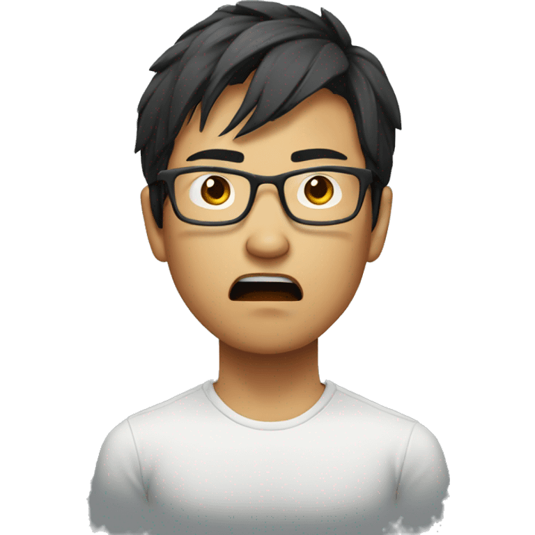 Angry Young Asian man with glasses emoji