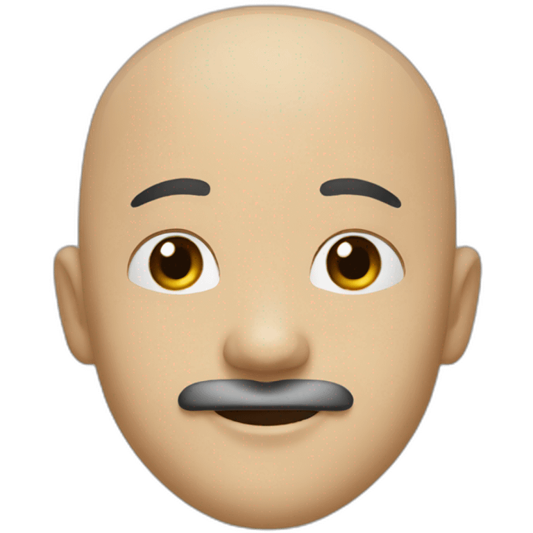 A bald asian male with black mustache and beard smiling emoji