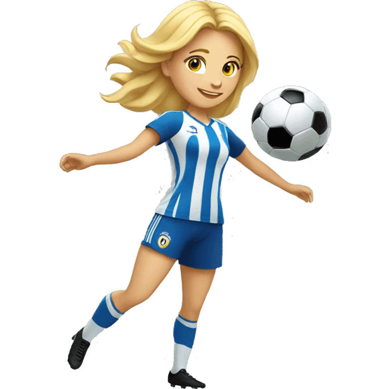 blond woman spinning a soccer ball on her hands emoji