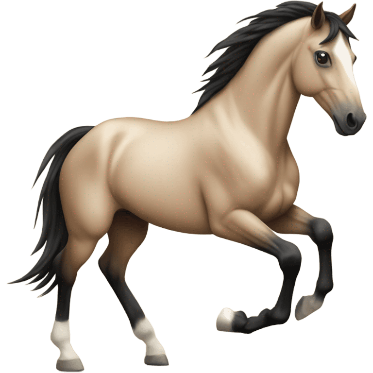 Tan horse with black stripe down its mane emoji