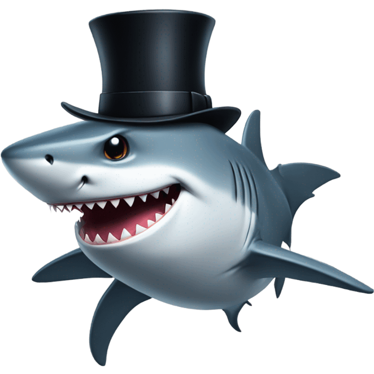 Shark with a top hat emoji