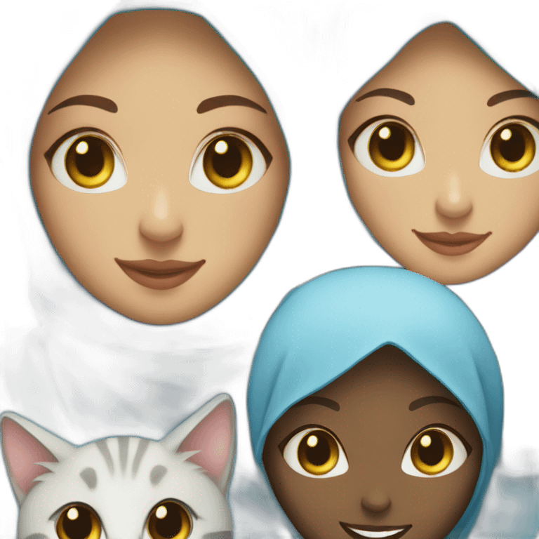 blue hijab women with cat and smiling close up emoji