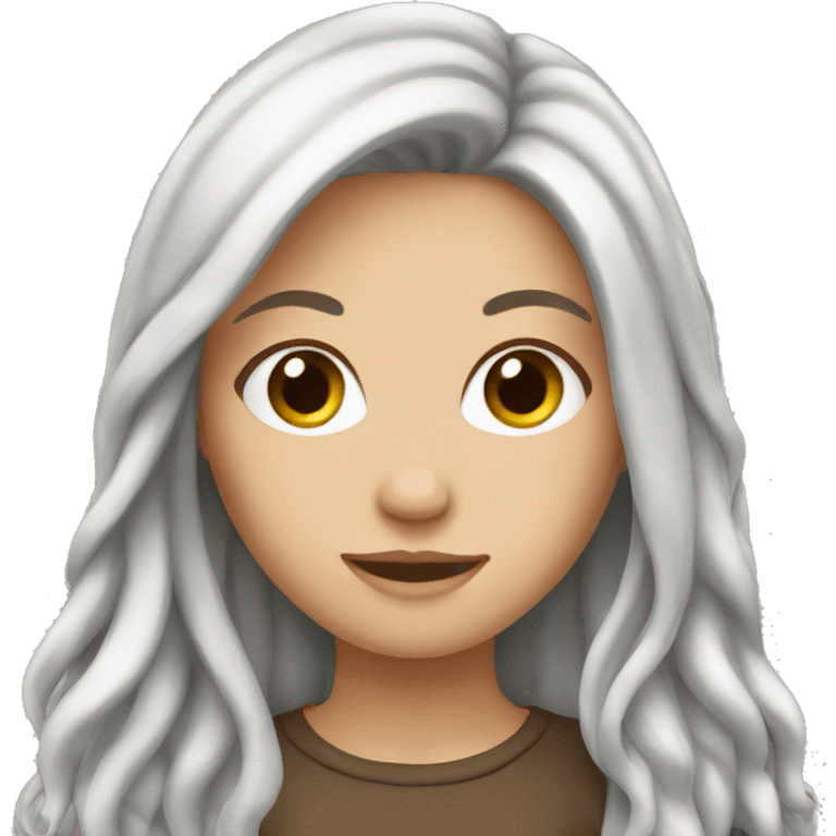 Brown long hair white girl emoji