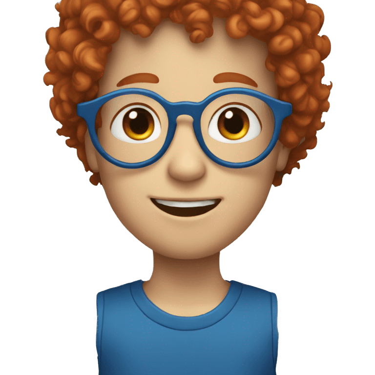 A small white boy with curly red hair and blue glasses emoji