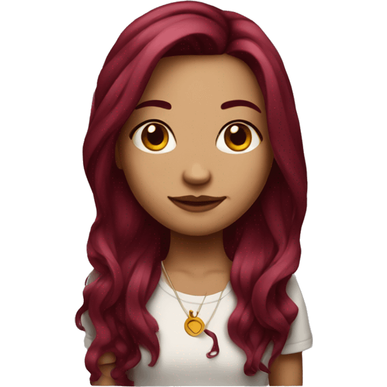 Tattooed girl with long Burgundy hair emoji