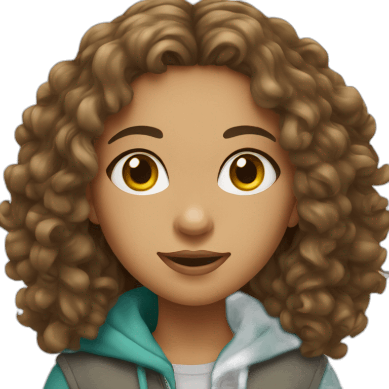 a marocain girl with long brown curly hair with street wear emoji