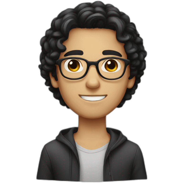 a dark hair young guy with round head and glasses emoji