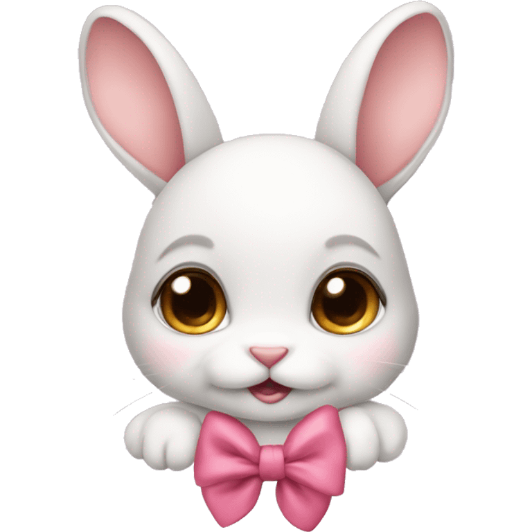 Baby bunny with coquette bow on ear emoji