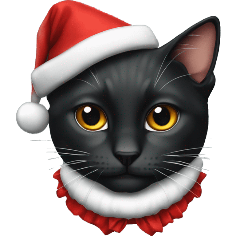 Schwarze Katze mit Weihnachtsmütze emoji