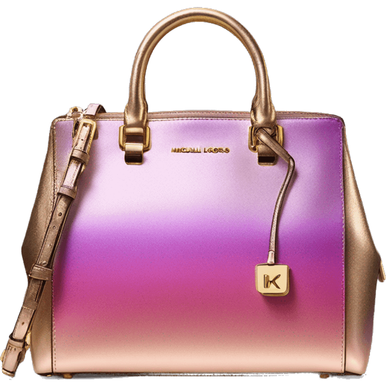 Realistic purple pink gold shift ombre metallic michael kors satchel. emoji