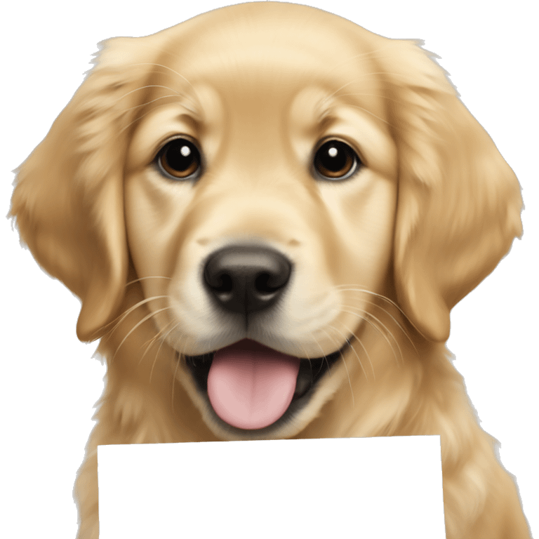 Golden retriever puppy with a protest sign  emoji