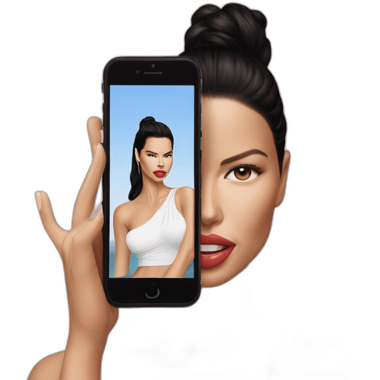 adriana-lima-with-an-iphone emoji