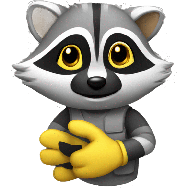 raccoon in yellow gloves emoji