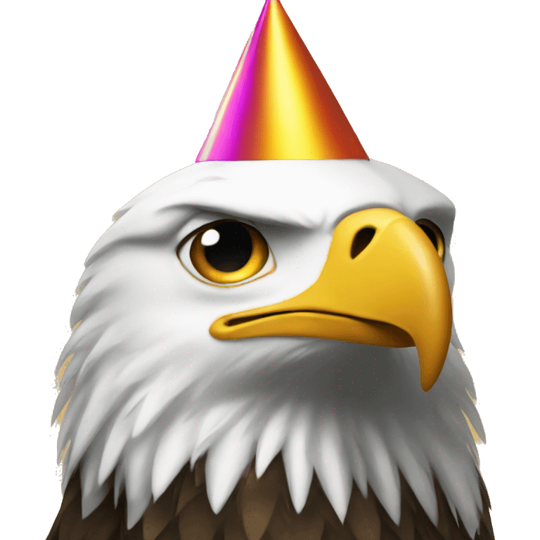 Eagle with star eyes and party hat emoji