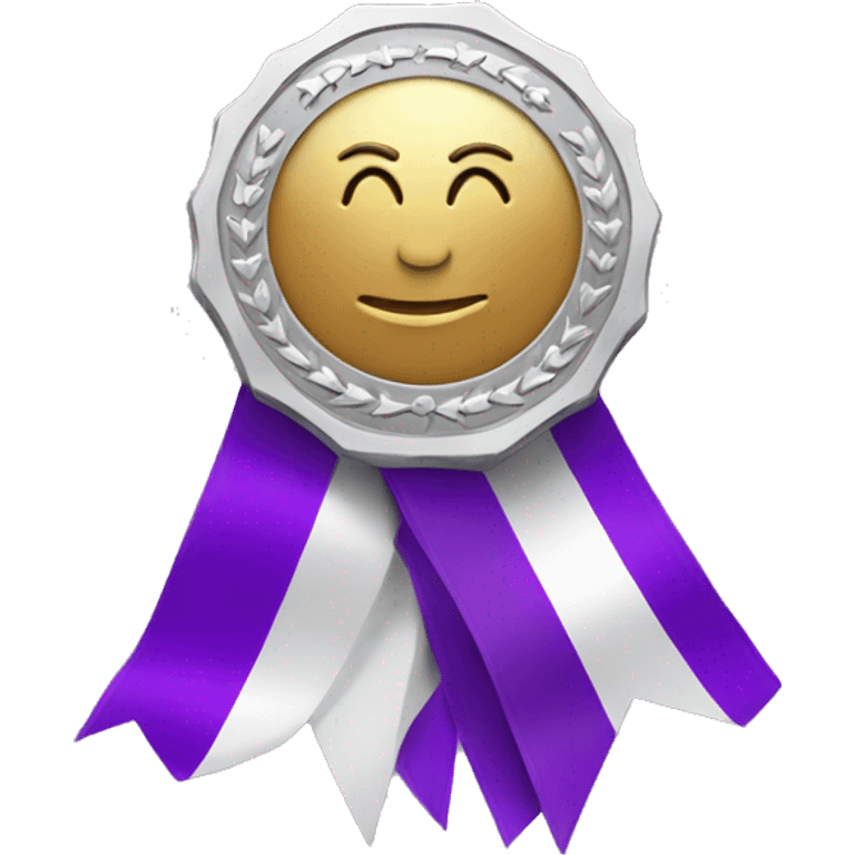 silver medal with purple ribbon emoji