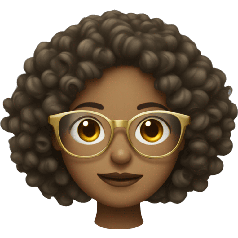 Lang curly hair girl with thin round gold glasses emoji