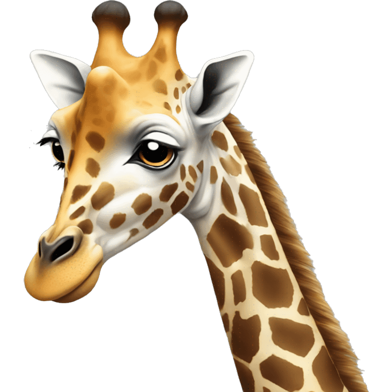 Thoughtful giraffe with hand on chin, deep in thought. emoji