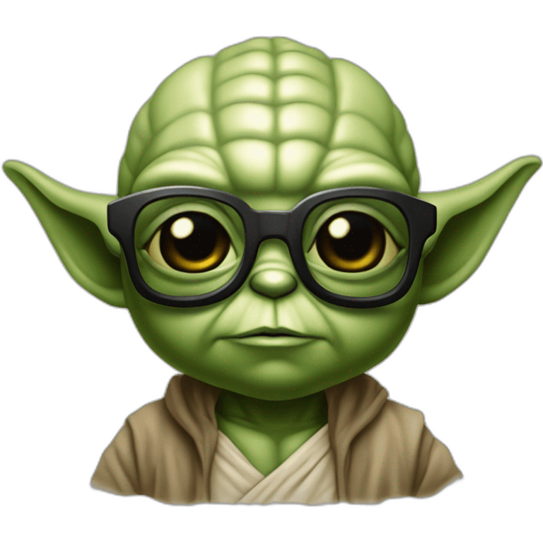 bébé Yoda avec lunettes de Thug Life avec dans sa main BFF emoji