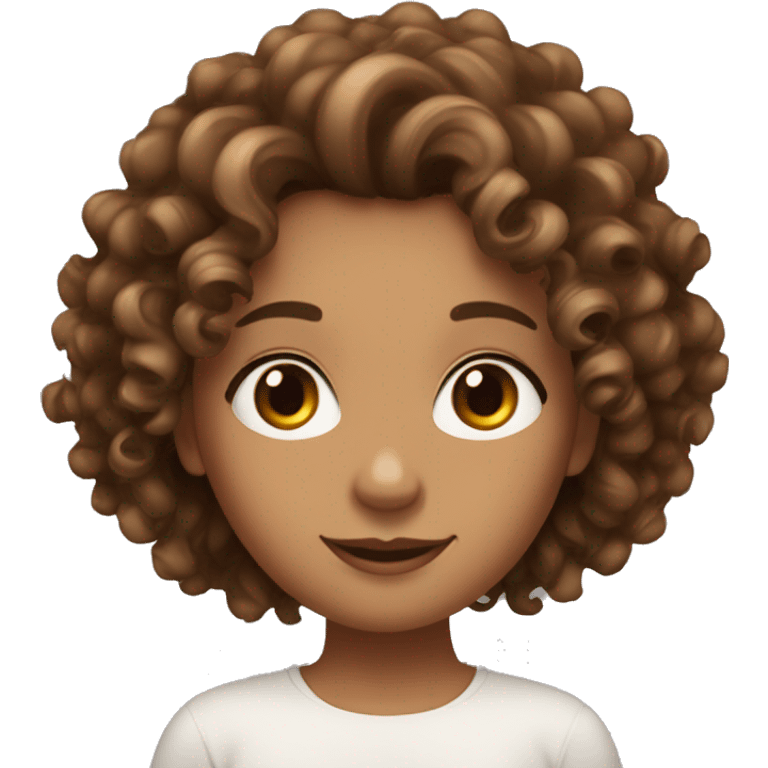 A curly with long length of hair,bronze tanned girl with brown eyes and log eyelashes emoji