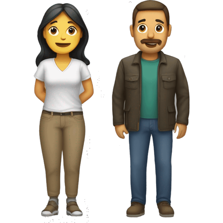 mujer y hombre junto a una carpa  emoji