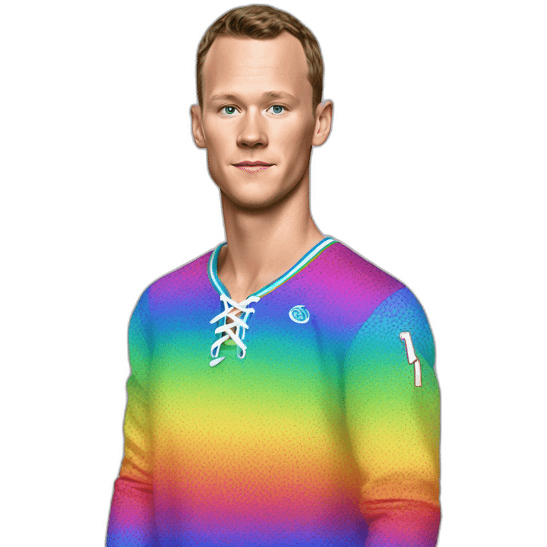 Fancy disco Jonathan Toews wearing rainbow lace shirt emoji