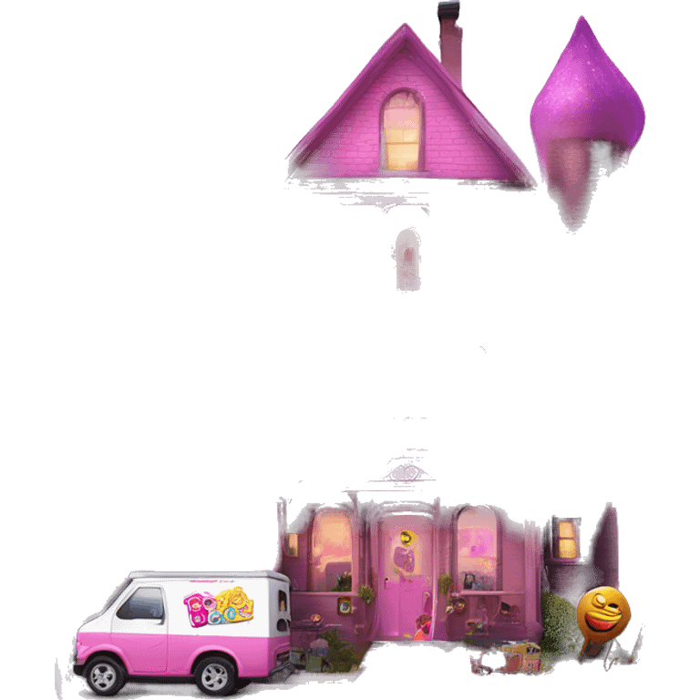 Barbie’s 5 story tall haunted dream house and food truck  emoji