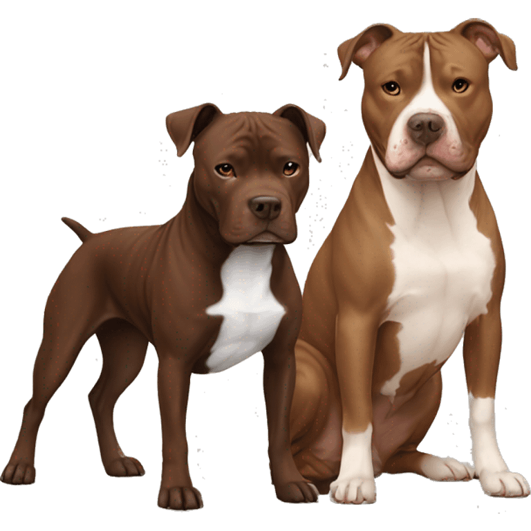 Dark brown Staffordshire terrier and beige pitbull  emoji