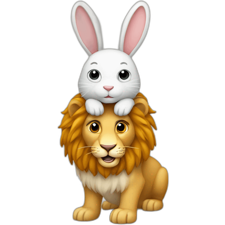 Lapin sur un lion emoji